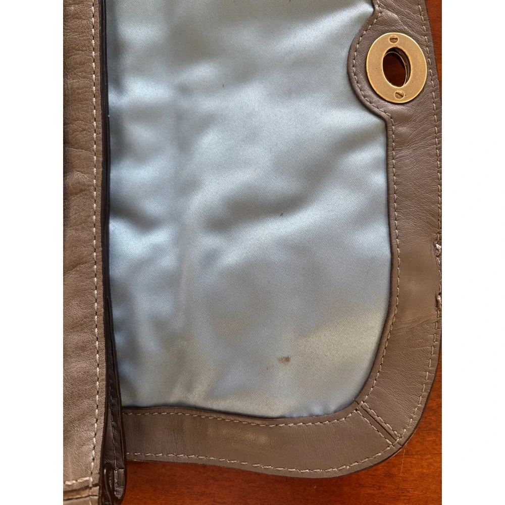 Coach Parker Grey‎ Leather Wristlet Clutch Bag E0893-12707 Vintage Y2K Brass